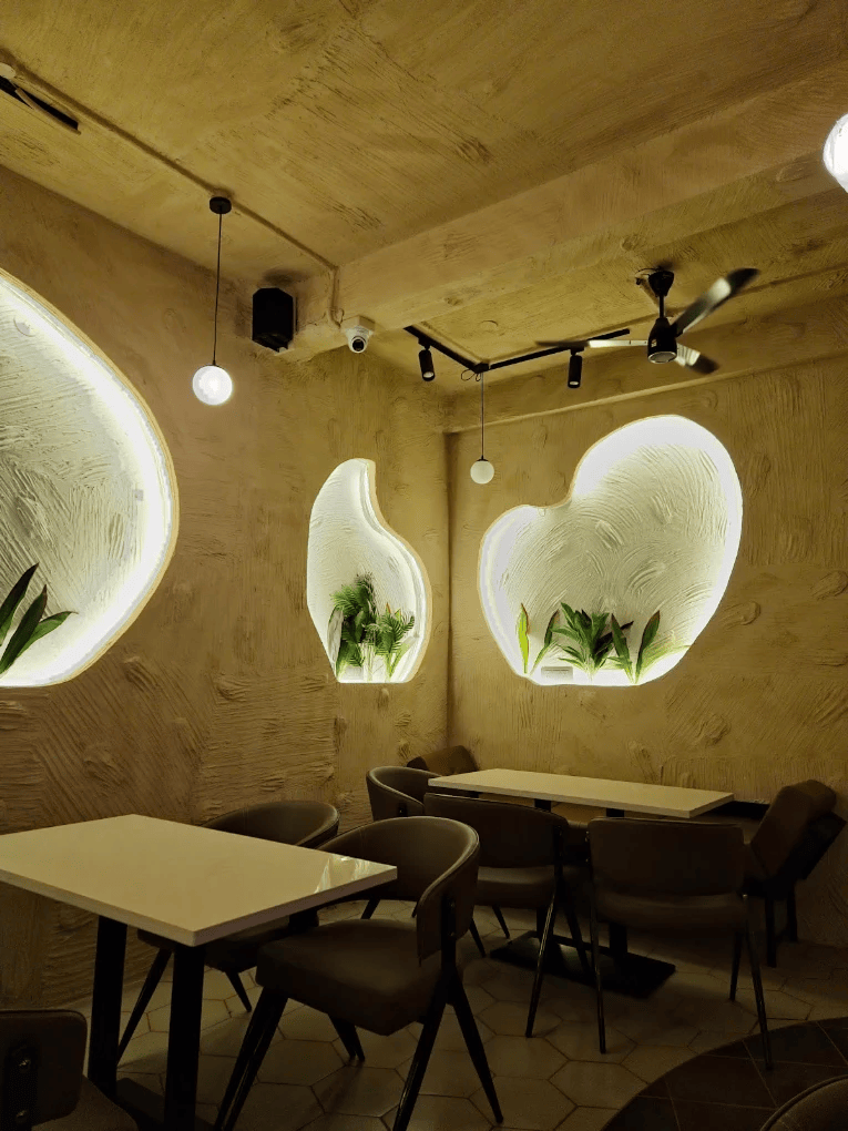AFTR cafe wall and seating